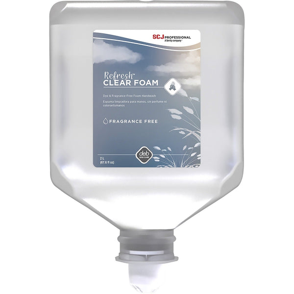 SC Johnson Refresh Clear FOAM Hand Soap Refill, 67.6 fl oz (2 L), Dirt Remover, Kill Germs, Hand, School, Education, Clear, Unscented, Dye-free, Biodegradable, 4/Carton (SJNCLR2LT) Case of 4