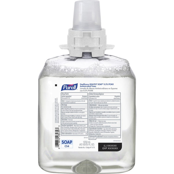 PURELL&reg; CS4 PCMX Antimicrobial Foam Handwash, Floral Scent, 42.3 fl oz (1250 mL), Bacteria Remover, Kill Germs, Hand, Triclosan-free, Dye-free, 4/Carton (GOJ517804) Case of 4