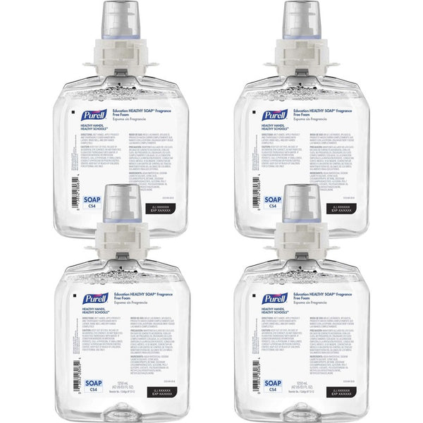 PURELL&reg; CS4 Dispenser FrFree Foam Healthy Soap, 42.3 fl oz (1250 mL), Dirt Remover, Kill Germs, Hand, School, Fragrance-free, Dye-free, 4/Carton (GOJ511204) Case of 4