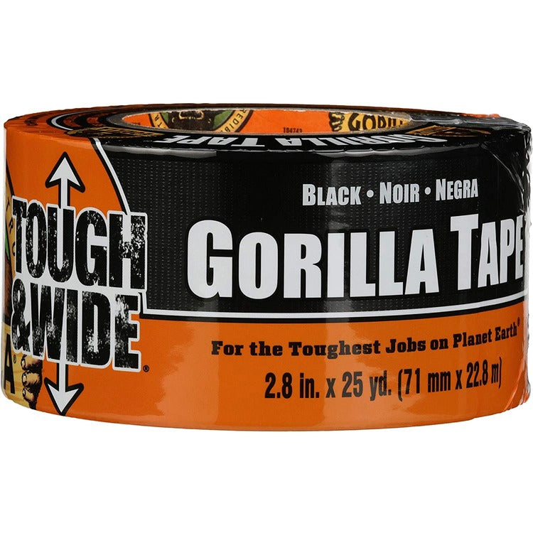 Gorilla Duct Tape - 25 yd Length x 2.90" Width - 1 - Black (GOR106425) 1 Roll