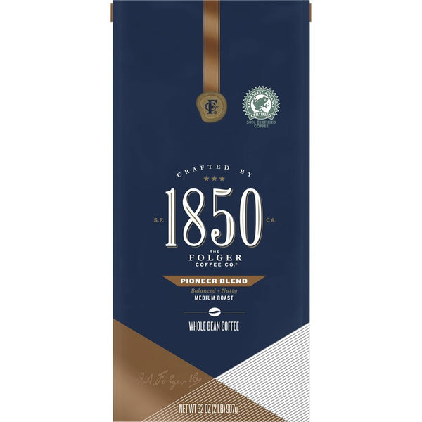 1850 1850 Pioneer Blend Coffee Ground, Pioneer, Arabica, Nut, Medium, 32 oz, 1 (FOL21521) Each