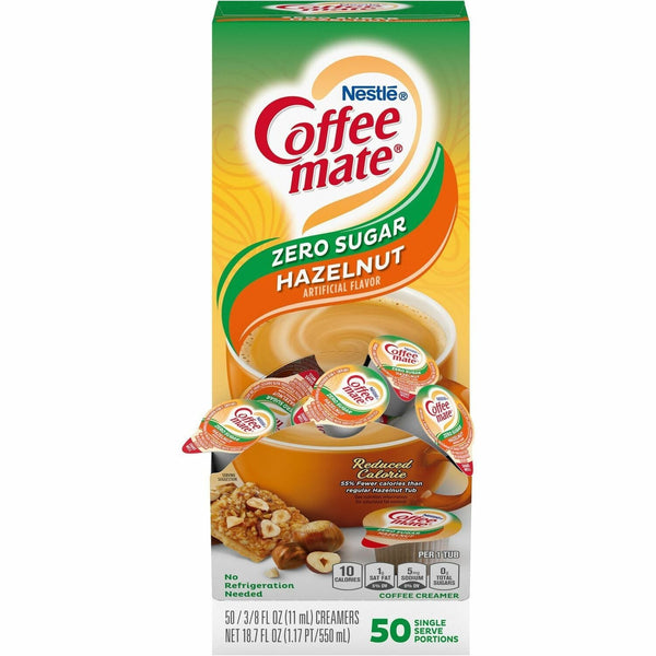 Coffee mate Sugar Free Hazelnut Creamer, Hazelnut Flavor, 0.38 fl oz (11 mL), 50/Each (NES98468) Box of 50