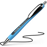 Schneider Slider Rave XB Ballpoint Pen, Retractable, Black Ink, Black Rubberized, Light Blue Barrel, 5/Pack (RED132501PK) Pack of 5