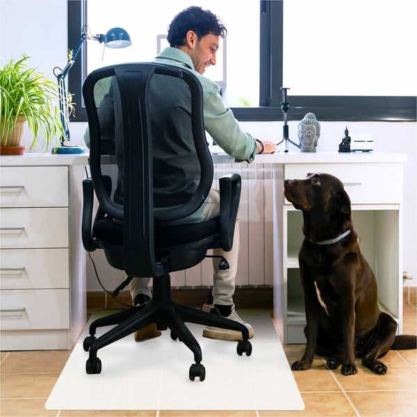 Cleartex&reg; Revolutionmat&reg; Revolutionmat Chairmat - Hard Floor, Pile Carpet - 57" Length x 46" Width - Rectangle - Polypropylene - White (FLRNCMFLLAC0004) Each