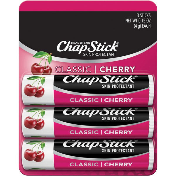 ChapStick Classic Cherry Lip Balm - 0.15 oz (4.3 g) - Classic Cherry - Applicable on Lip - Cracked/Scaly Skin - Portable - 3 / Pack (GKC70530) Each