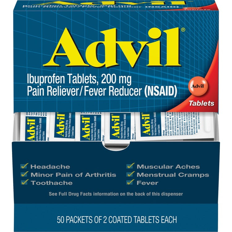 Advil Ibuprofen Tablets, Two-Packs, 50 Packs/Box (GKC15489)