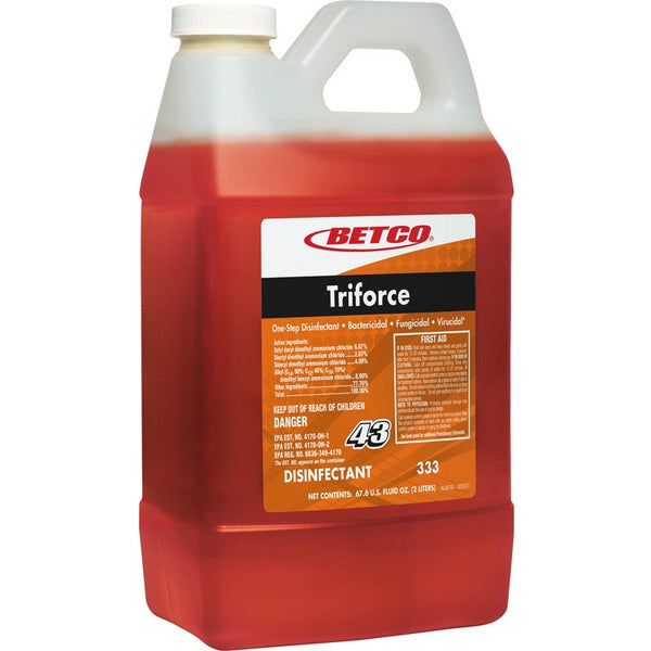 Betco Triforce Disinfectant - Concentrate - 67.6 fl oz (2.1 quart) - Fresh Scent - 1 Each - Orange (BET3334700) Each