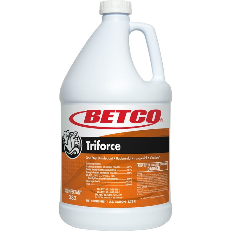 Betco Triforce Disinfectant - Concentrate - 128 fl oz (4 quart) - Fresh Scent - 1 Each - Orange (BET3330400) Each