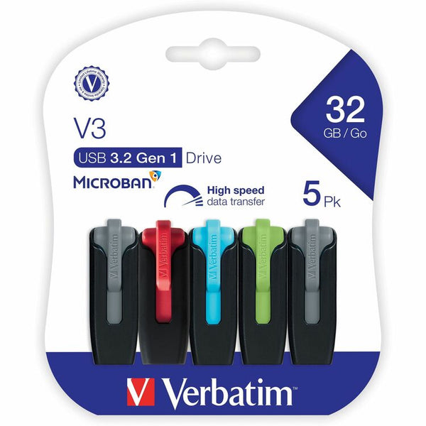 Verbatim 32GB Store 'n' Go&reg; V3 USB 3.2 Gen 1 Flash Drive, 5 Pack (VER70900)