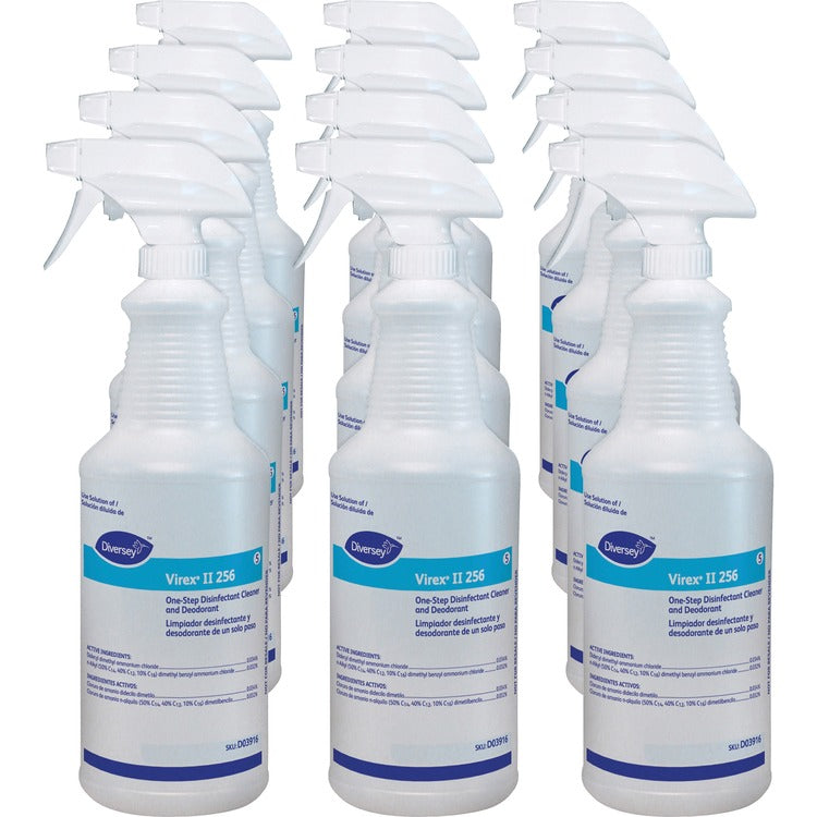 Diversey Virex II 256 Empty Spray Bottle, 32 oz, Clear, 12/Carton (DVOD03916CT) Case of 12