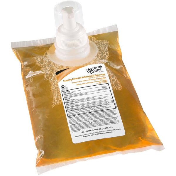 Health Guard Foam Antibacterial Soap - Citrus Spice Scent - 33.8 fl oz (1000 mL) - Kill Germs, Soil Remover - Skin, Hand - Amber - Triclosan-free - 6 / Carton (KUT21341) Case of 6
