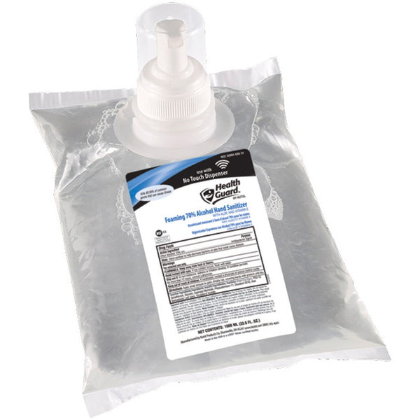 Health Guard Hand Sanitizer Foam - 33.8 fl oz (1000 mL) - Kill Germs - Multipurpose, Hand - Clear - No Rinse, Dye-free, Fragrance-free, Fast Acting - 4 / Carton (KUT71044) Case of 4