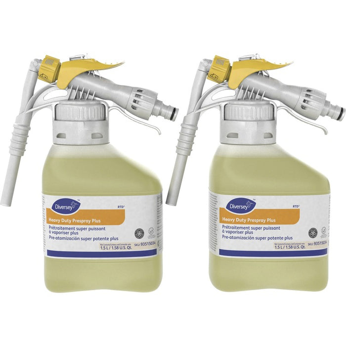Diversey Heavy Duty Prespray Plus - Ready-To-Use - 50.7 fl oz (1.6 quart) - Floral Scent - 2 / Box - Heavy Duty, pH Neutral - Yellow