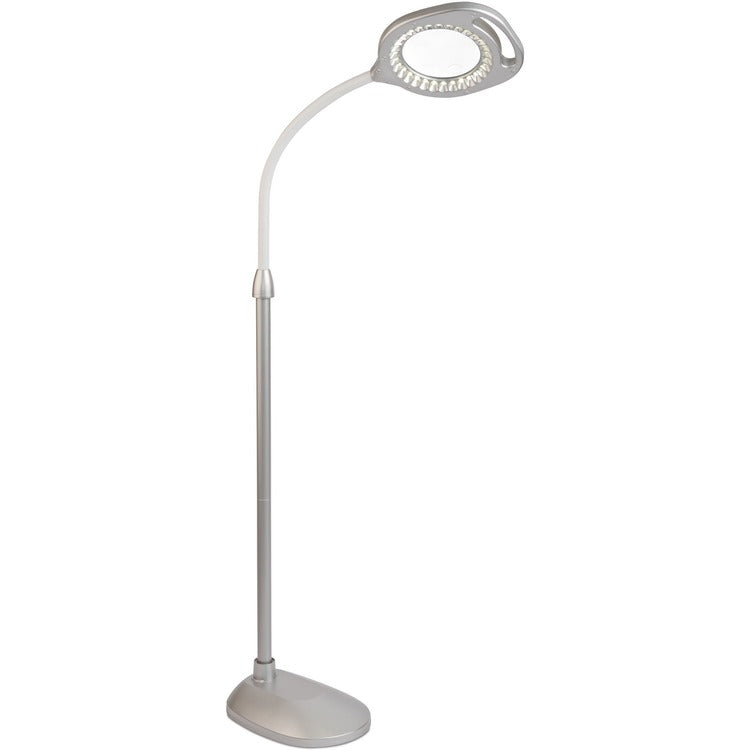 OttLite LED Magnifier Floor & Table Light - 54.8", - LED Bulb - Glare-free Light, Flexible Neck, Handle, Adjustable Height - 240 lm Lumens - Floor-mountable, Table Top - for Table (OTTCS43828W) Each