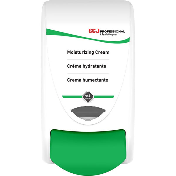 SC Johnson Moisturizing Cream Dispenser - 1 Each - Green - Plastic, Glass (SJNRES1LDS) Each