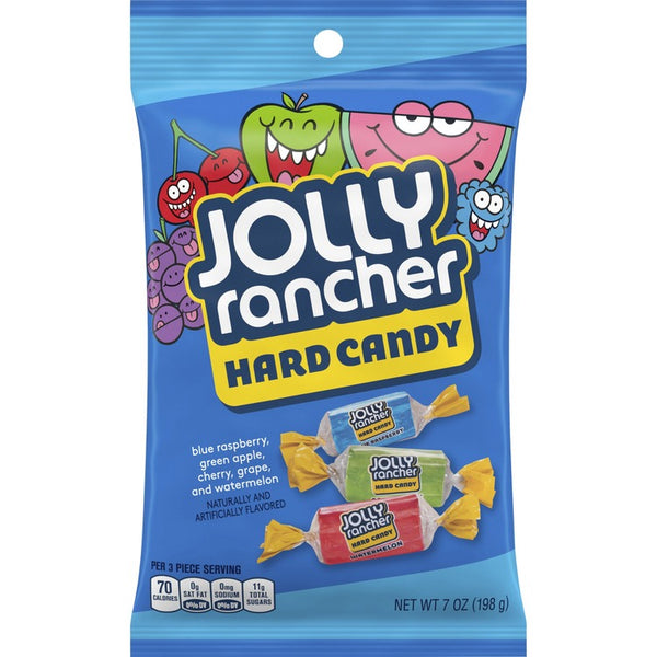 Jolly Rancher Hard Candy - Green Apple, Blue Raspberry, Cherry, Watermelon, Grape - Individually Wrapped, Trans Fat Free - 7 oz - 12 / Carton (HRS70230) Case of 12