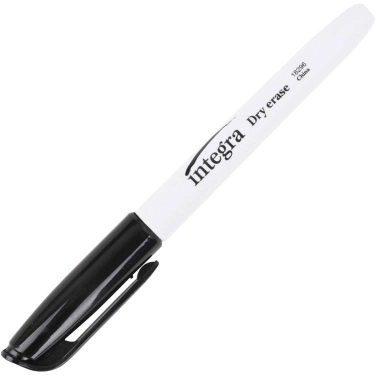 Integra Dry-Erase Markers - Fine Marker Point - Bullet Marker Point Style - Black Alcohol Based Ink - Fiber Tip - 12 / Dozen (ITA18296)