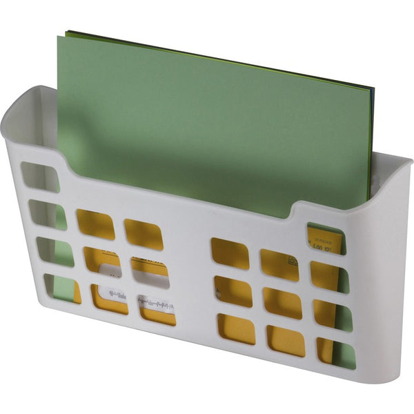 Officemate Magnetplus&trade; Magnetic File Pocket - 6.7", x 13.6" x 2.5" Depth - Magnetic, Suction Cup, Damage Resistant, Front Cut-out - White - Plastic - 1 Each (OIC92543) Each