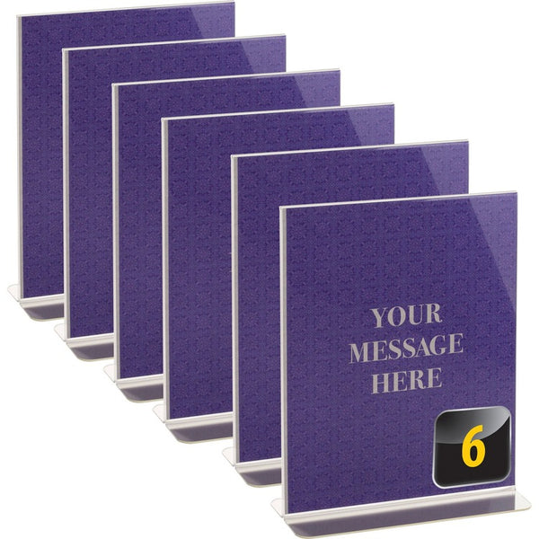 Officemate Vertical Sign Holder, 6PK - 1 / Each - 8.5" x 11", - 8.50" Holding Width x 11" Holding Height - Rectangular Shape - Easy to Use, Hanging Hole, Self-standing, Durable - Plastic - Clear (OIC23063) Each