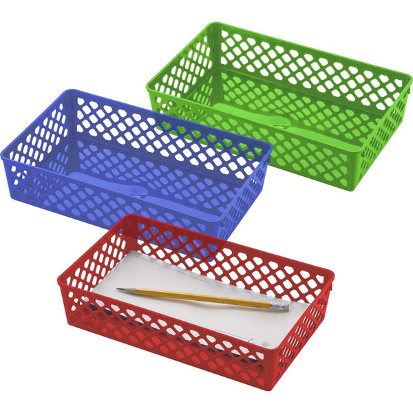 Officemate Large Supply Basket, Assorted Colors, 3/PK - 2.4", x 10.6" x 6.1" Depth (OIC26208) Each