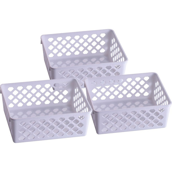 Officemate Officemate Achieva&reg; Medium Supply Basket, 3/PK - 2.4", x 6.1" x 5" Depth - Compact, Stackable, Storage Space - White - Plastic - 3 / Pack (OIC26205) Each