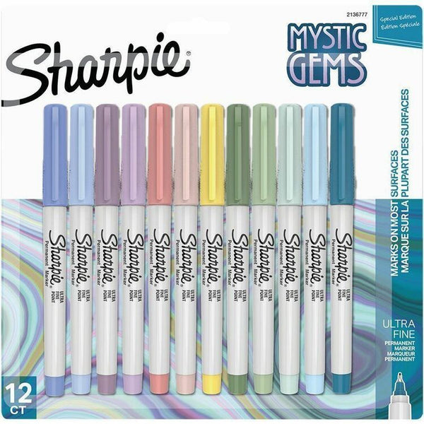 Sharpie Mystic Gems Permanent Markers - Ultra Fine Marker Point - Multi - 12 / Pack (SAN2136777)