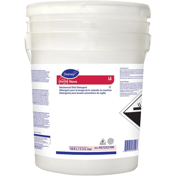 Diversey Suma Nova L6 Machine Dish Liquid - Liquid - 640 fl oz (20 quart) - Characteristic Scent - 1 / Carton - Red (DVO957252100) Each