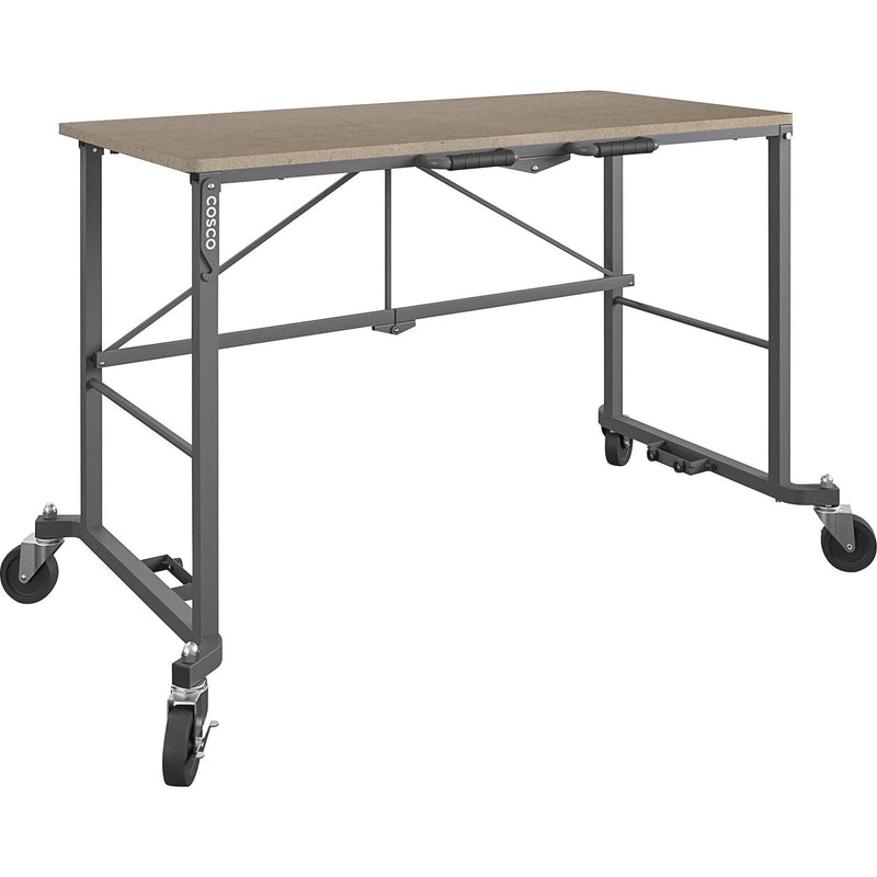 Cosco Smartfold Portable Work Desk Table, 51.40" x 26.50",55.45" Height, Brown (CSC66720DKG1E) Each