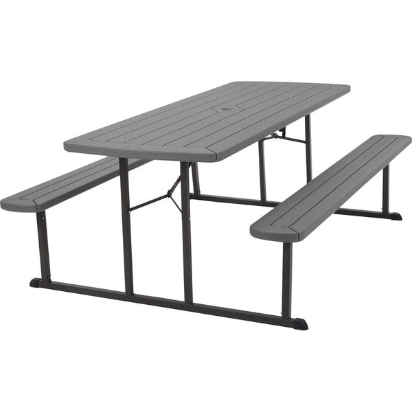 Cosco Folding Picnic Table - Taupe Top x 72"x 57", 29", - Wood Grain, Resin Top Material (CSC87902DGR1E) Each