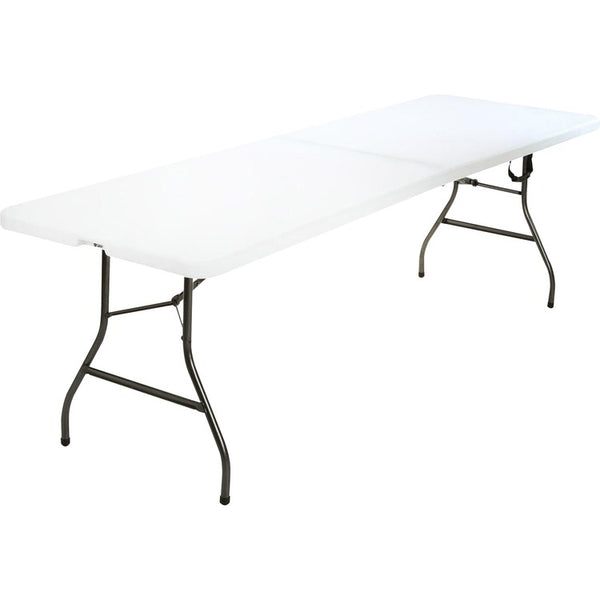 Cosco Fold-in-Half Blow Molded Table - Rectangle Top - Four Leg Base 30"x 96", 29.25", - White (CSC14778WSL1X)