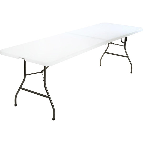 Cosco Fold-in-Half Blow Molded Table - Rectangle Top - Four Leg Base 30"x 96", 29.25", - White (CSC14778WSL1X) Each
