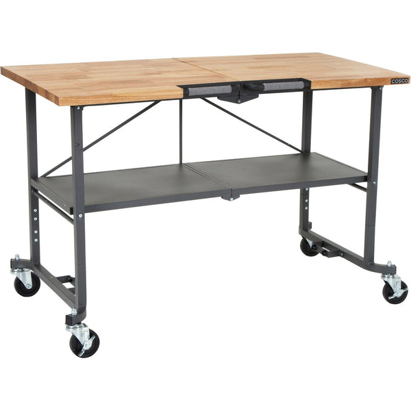 Cosco SmartFold Butcher Block Portable Workbench - 52"x 34.80", 25.50" Height, Gray (CSC66765DKG1E) Each