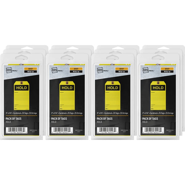 Avery&reg; Preprinted HOLD Inventory Tags - 5.75" Length x 3" Width - 25 / Pack - Card Stock - Yellow (AVE62427)