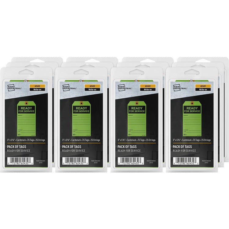 Avery&reg; Color-coded READY FOR SERVICE Repair Tags - 5.75" Length x 3" Width - 25 / Pack - Card Stock, Manila - Green (AVE62432) Each