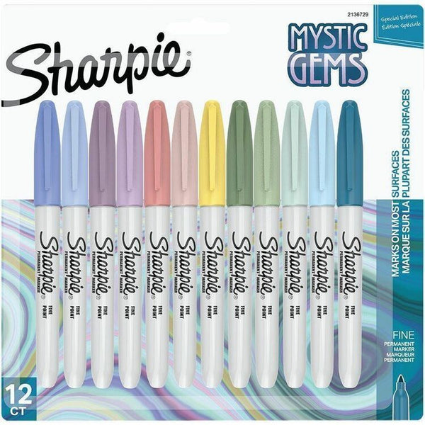 Sharpie Mystic Gems Permanent Markers - Fine Marker Point - Multi - 12 / Pack (SAN2136729)