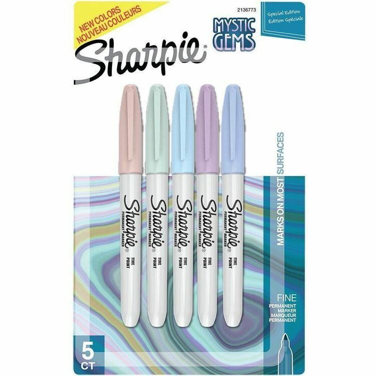 Sharpie Mystic Gems Permanent Markers - Fine Marker Point - Multi - 5 / Pack (SAN2136773)