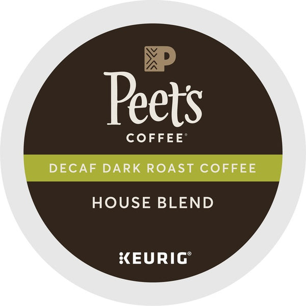 Peet's Coffee&reg; K-Cup House Blend Decaf Coffee - Compatible with Keurig Brewer - Dark - 22 / Box (GMT2408) Box of 22