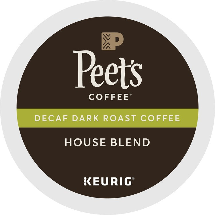 Peet's Coffee&reg; K-Cup House Blend Decaf Coffee - Compatible with Keurig Brewer - Dark - 22 / Box (GMT2408) Box of 22