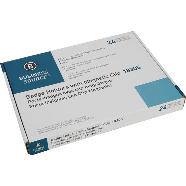 Business Source Magnetic Name Badges - 3" x 4" x - Rubber - 24 / Pack - White (BSN18305) Pack of 24