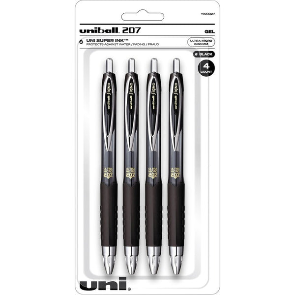 uniball&trade; 207 0.7mm Gel Pens - Ultra Micro Pen Point - 4 / Pack (UBC1790927)