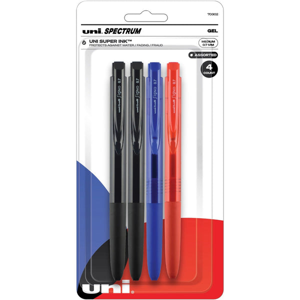 uni&reg; Spectrum Gel Pen - 0.7 mm Pen Point Size - Multi Gel-based Ink - 4 / Pack (UBC70302) Pack of 4