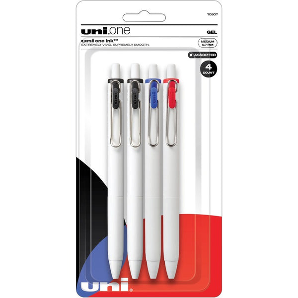 uni&reg; UB One Gel Pens - 0.7 mm Pen Point Size - Multi Gel-based Ink - 4 / Pack (UBC70307) Pack of 4