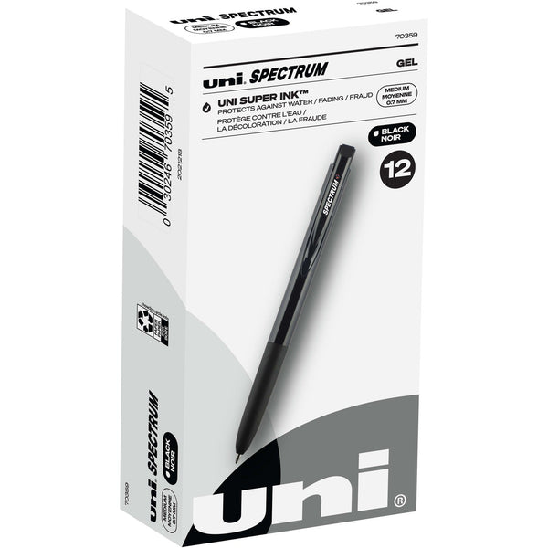 uni&reg; Spectrum Gel Pen - 0.7 mm Pen Point Size - Black Gel-based Ink - 1 Dozen (UBC70359) 1 Dozen