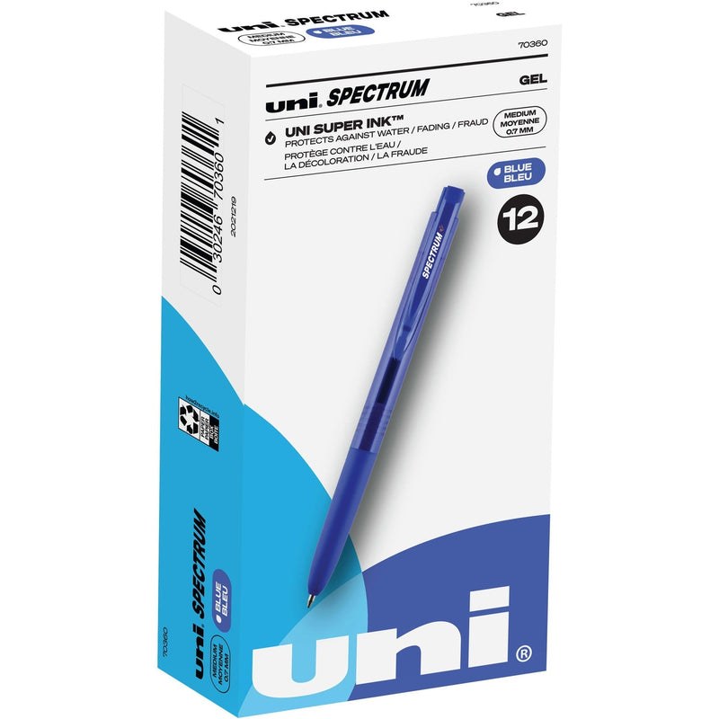 uni&reg; Spectrum Gel Pen - 0.7 mm Pen Point Size - Blue Gel-based Ink - 1 Dozen (UBC70360) 1 Dozen