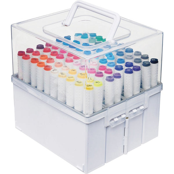 Deflecto Expandable Marker Accordion Organizer - External Dimensions: 8.6" x 7.5" Depth x 8.5", - Snap-in Lid Closure - Clear, White - For Pen, Marker - 1 / Each (DEF29133CR)