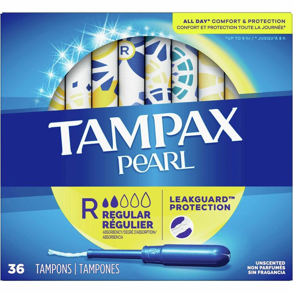 Tampax Pearl Regular Tampons, 36/Box, 12 Box/Carton (PGC71127CT)