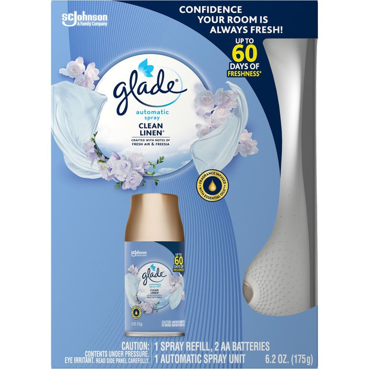 Glade Clean Linen Automatic Spray Kit - 6.20 oz - Clean Linen - 60 Day - 4 / Carton (SJN329349CT) Case of 4