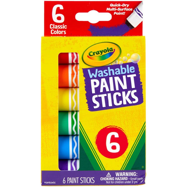 Crayola Washable Paint Sticks - 6 / Pack - Red, Orange, Yellow, Blue, Green, Purple (CYO546207) Pack of 6