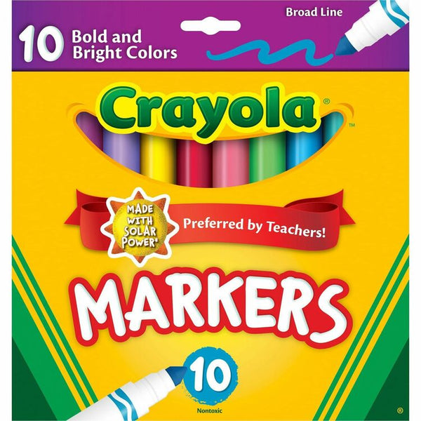 Crayola Non-Washable Marker, Broad Bullet Tip, Assorted Tropical Colors, 10/Pack (CYO587725) Each
