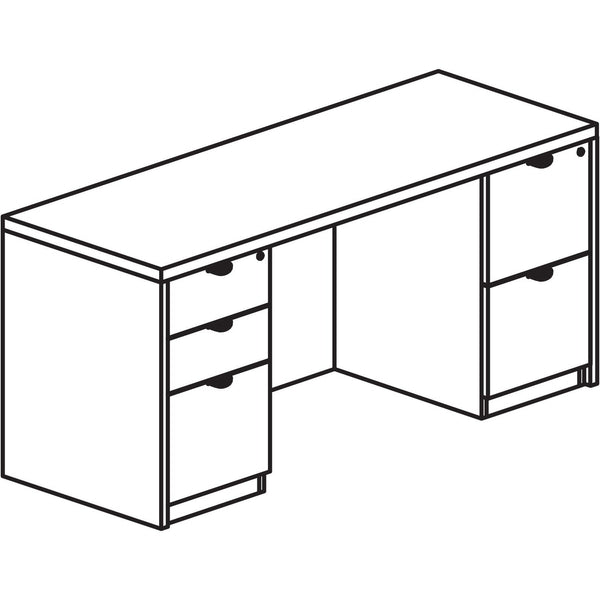 Lorell Prominence 2.0 Gray Elm Laminate Desk Unit - 66" x 24" x 29" , 1" Top, 0.1" Edge - 2 x File Drawer (LLRPC2466GE)